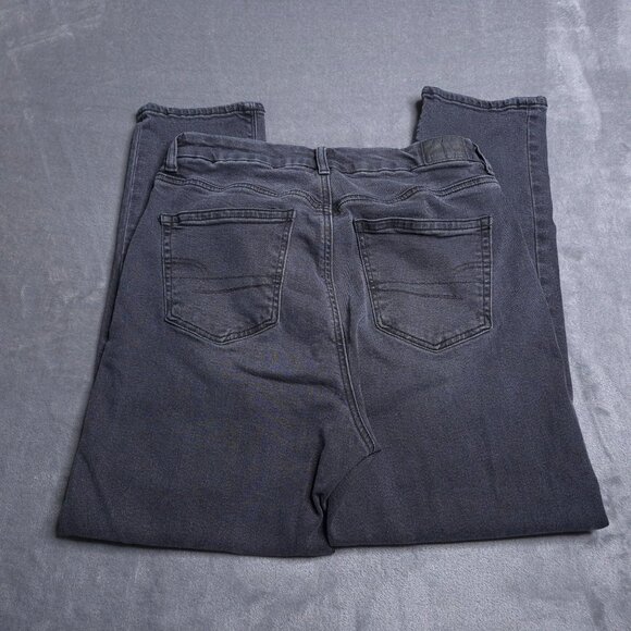 American Eagle Curvy Mom Jeans 6 Short High Rise Faded Black Stretch - Picture 2 of 9